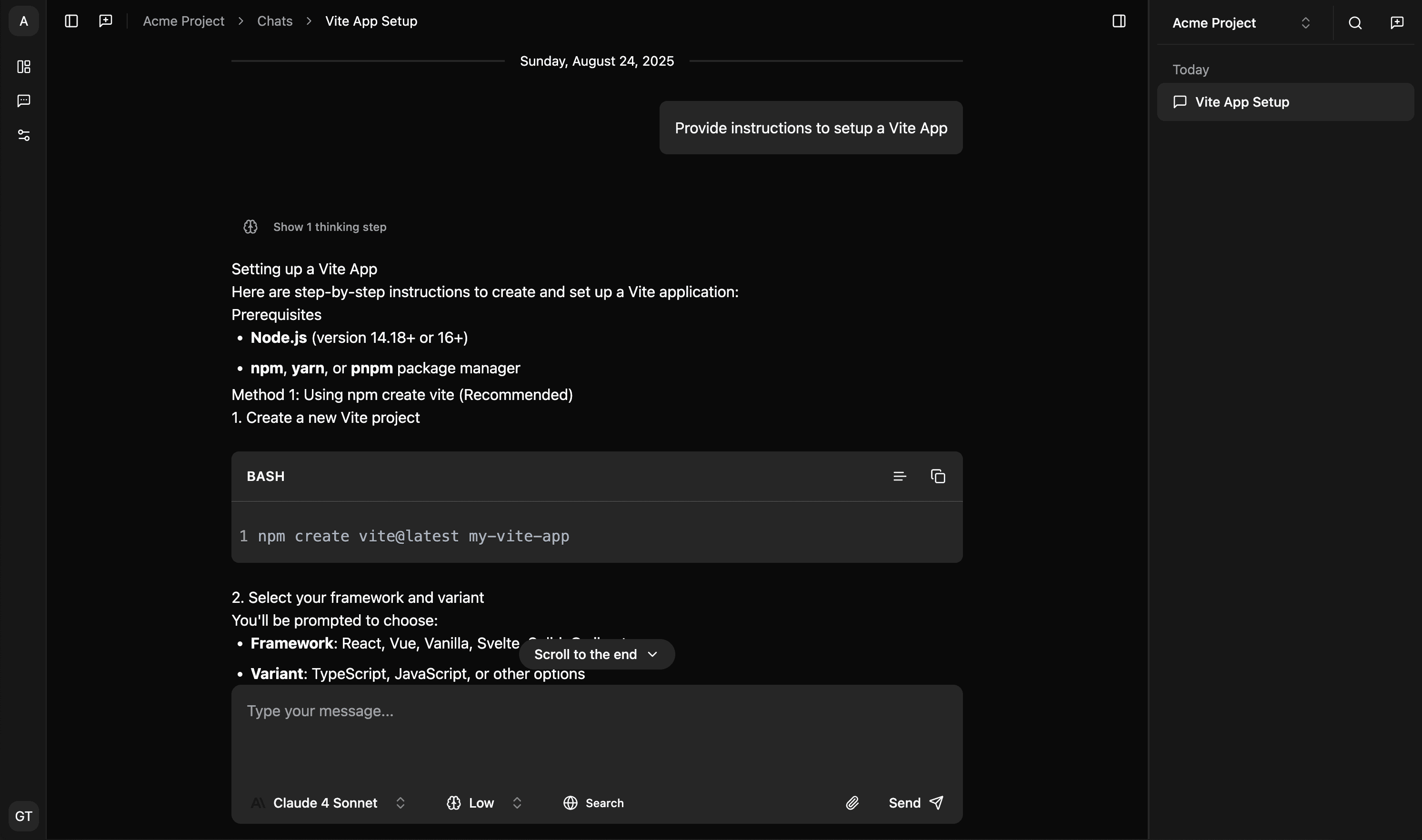 Xeneos AI Chat Screenshot