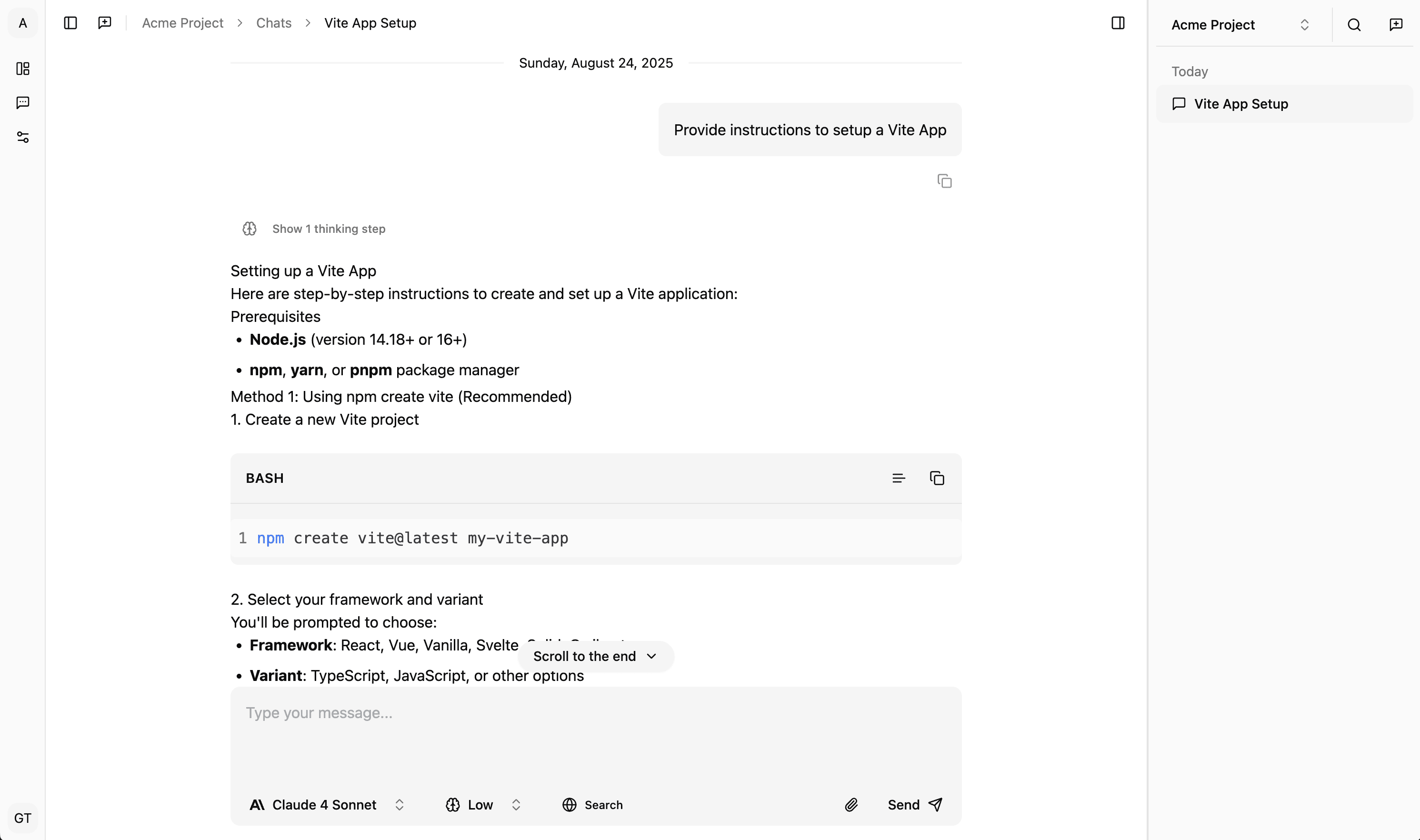 Xeneos AI Chat Screenshot